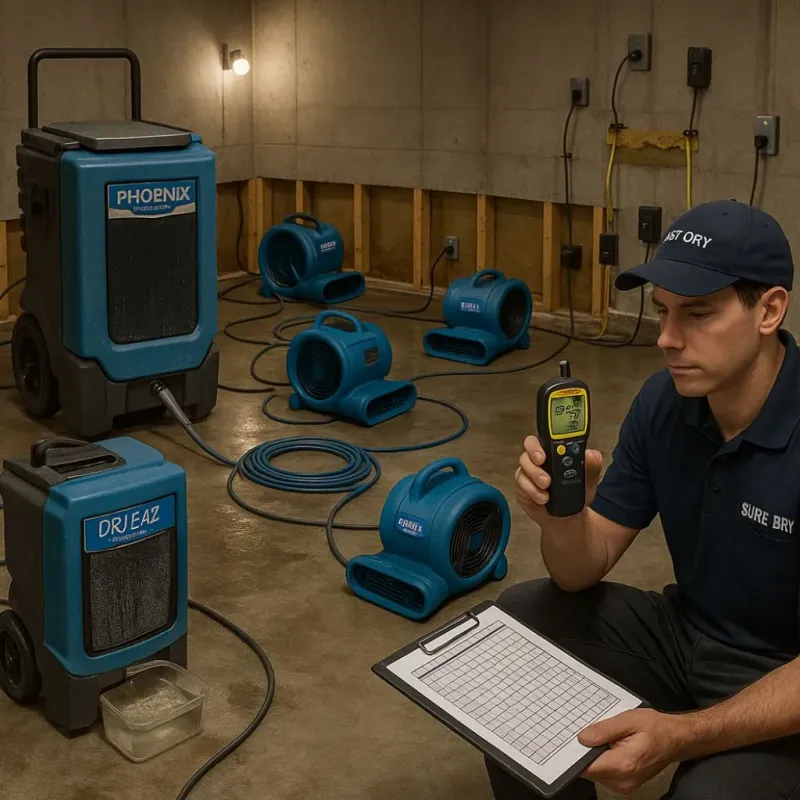 Structural Drying and Dehumidification process in Oak Brook, IL
